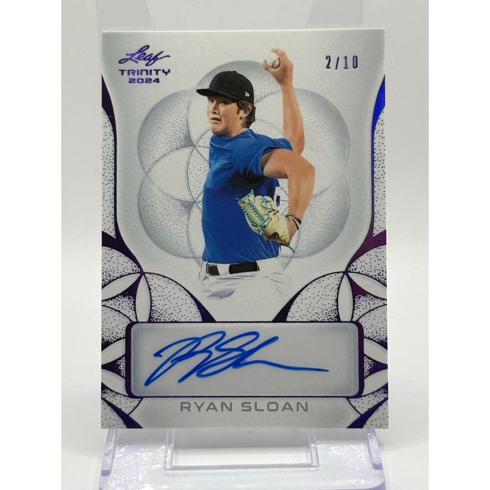 2024 Leaf Trinity Baseball Ryan Sloan Prospect Purple Auto 2/10 SP Mariners